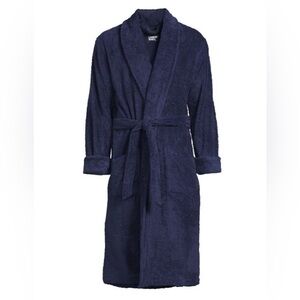 Lands' End Deep Blue Terry Cloth Robe XS